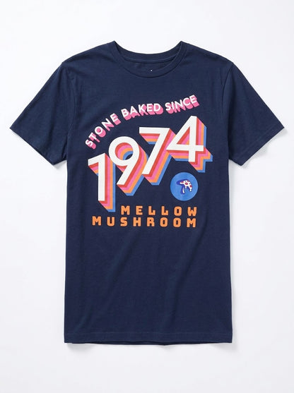 Men's Mellow Mushroom Stone Baked Since 1974 Graphic Tee T-Shirt