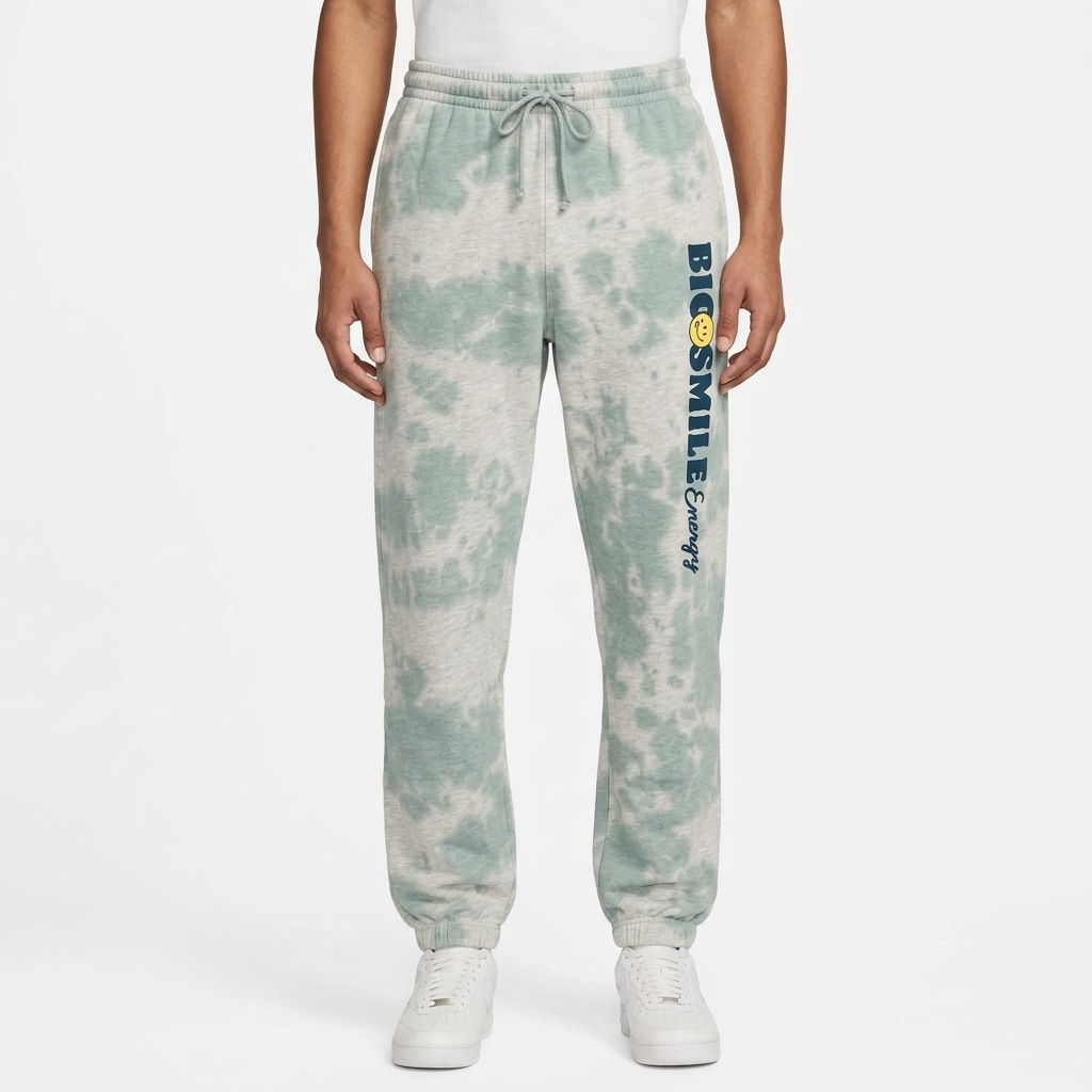 Women's Big Smile Energy Graphic Jogger Pants - Green Tie-Dye
