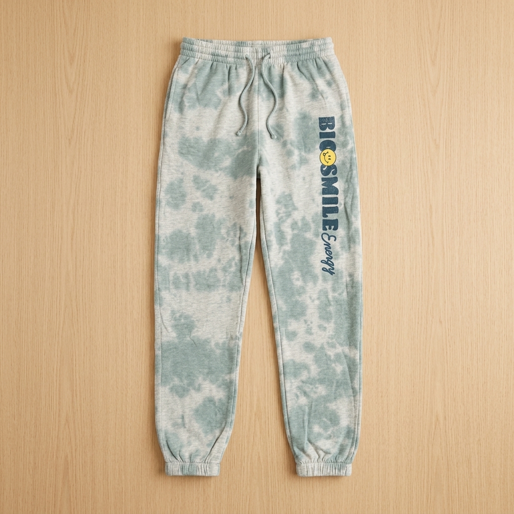 Women's Big Smile Energy Graphic Jogger Pants - Green Tie-Dye