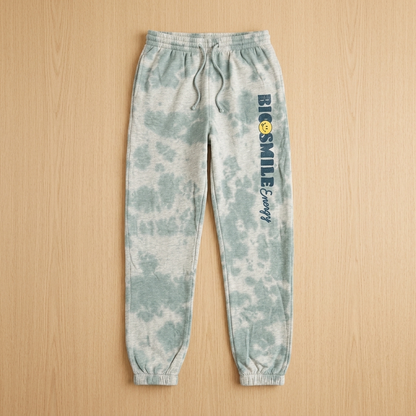 Women's Big Smile Energy Graphic Jogger Pants - Green Tie-Dye