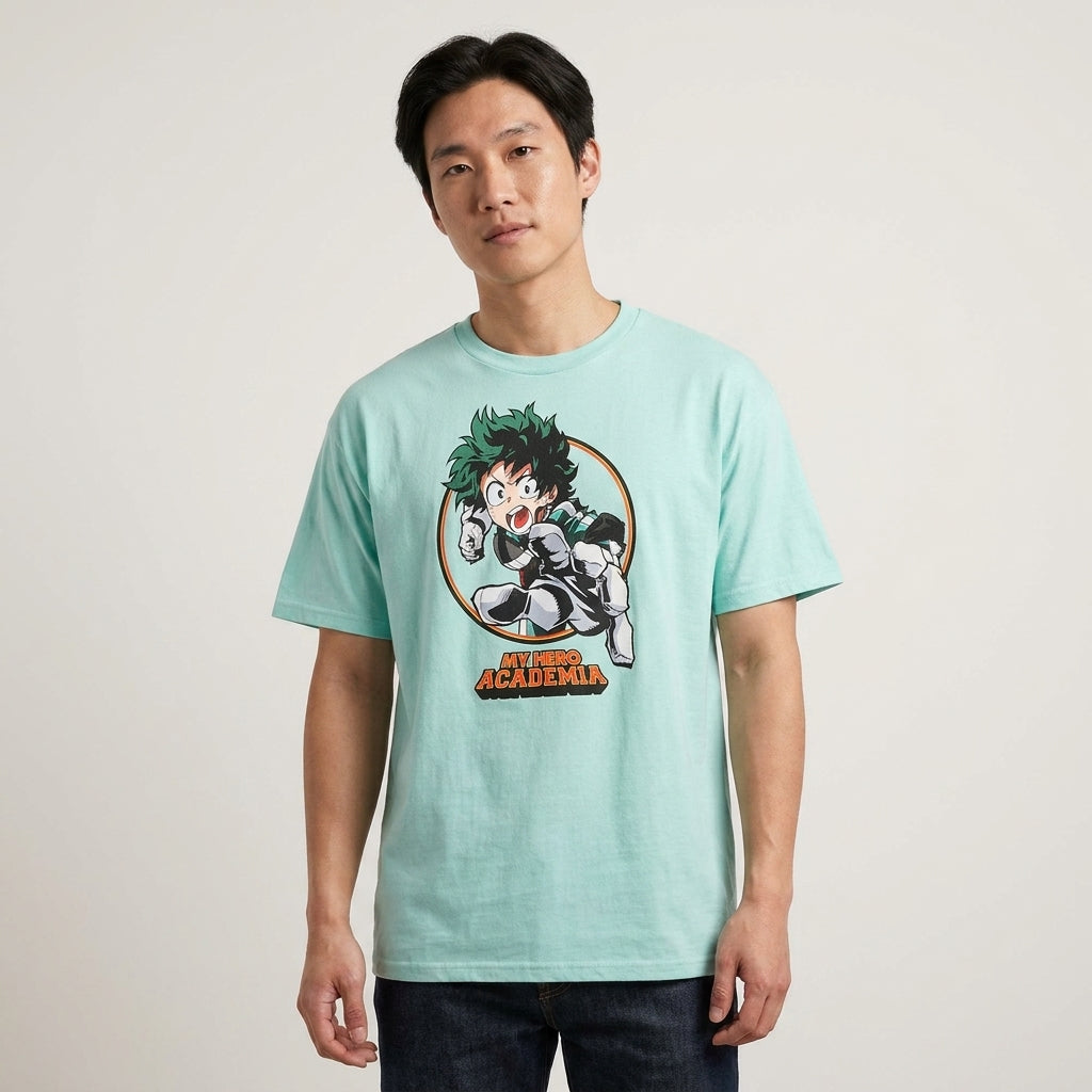 Men's Mint Green My Hero Academia Graphic Tee T-Shirt