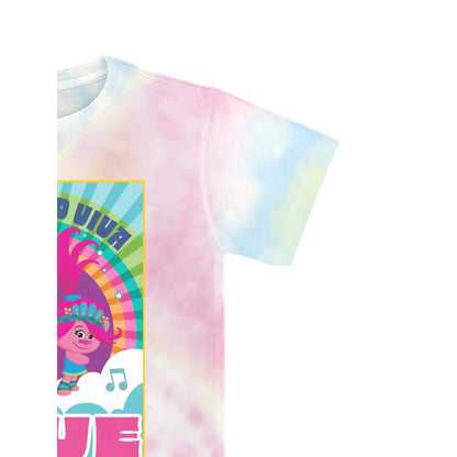 Girls Trolls Love Poster Crew Neck, Short Sleeve, Graphic T-Shirt Tie Dye