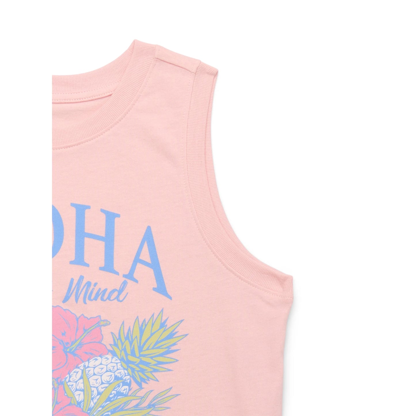 Wonder Nation Girls Aloha State of Mind Graphic Crew Neck Tank Top
