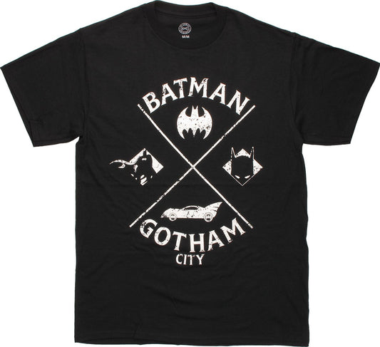 Men's DC Comics Batman Icons Crossed Vintage Graphic Tee T-Shirt