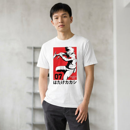 Men's Naruto Kakashi Team 07 anime T-shirt from Bioworld, featuring Kakashi and Team 07 graphic on a casual shirt.