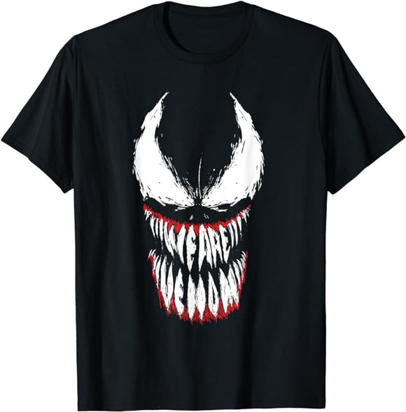 Men's Black Marvel Venom We Are Venom Face Grin T-Shirt