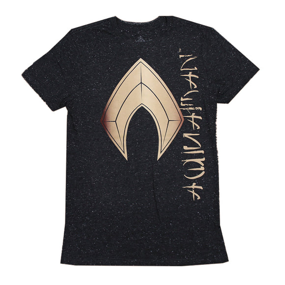 Men's Charcoal Heather Aquaman Logo Graphic Tee T-Shirt