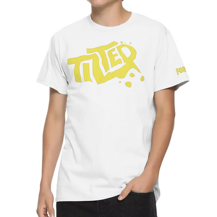 Men's Fortnite Yellow Tilted T-Shirt Tee White