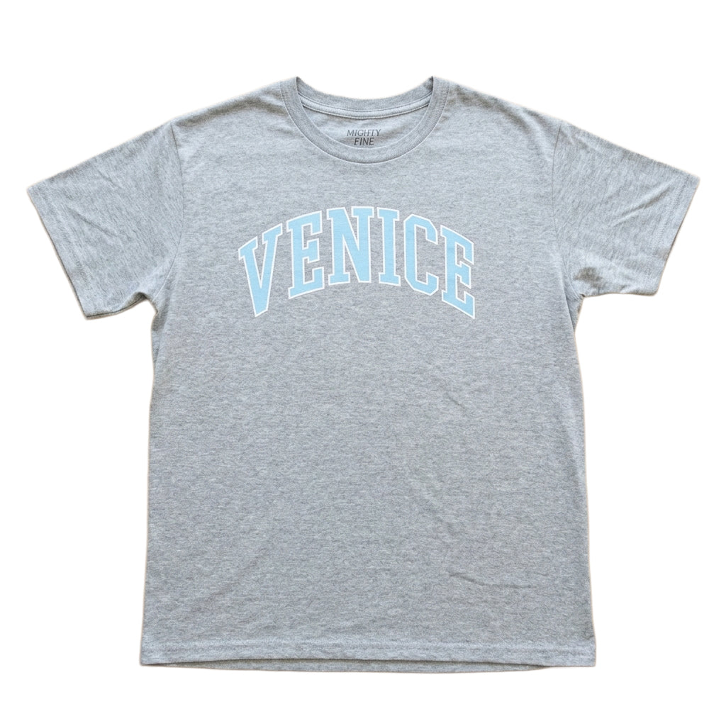 Women's juniors Venice graphic T-shirt by Mighty Fine featuring vibrant Venice-inspired artwork on a casual shirt.