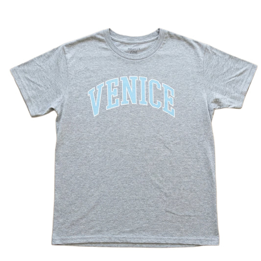 Women's juniors Venice graphic T-shirt by Mighty Fine featuring vibrant Venice-inspired artwork on a casual shirt.