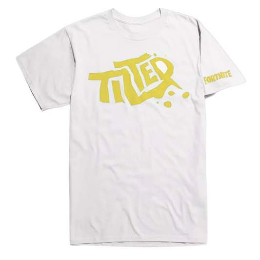 Men's Fortnite Yellow Tilted T-Shirt Tee White