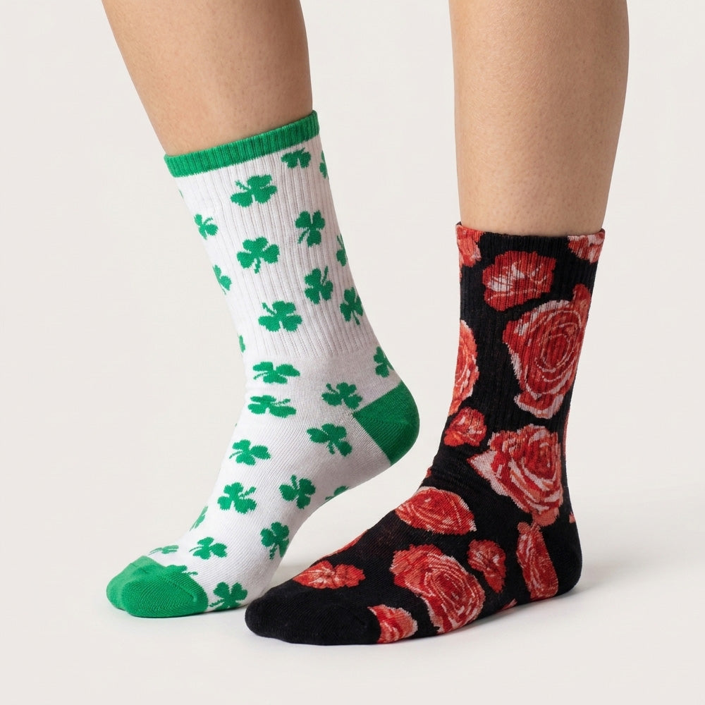 240 Pairs Men's Novelty Crew Socks Package Deal | Mixed Graphic Designs & Fun Patterns Free Shipping