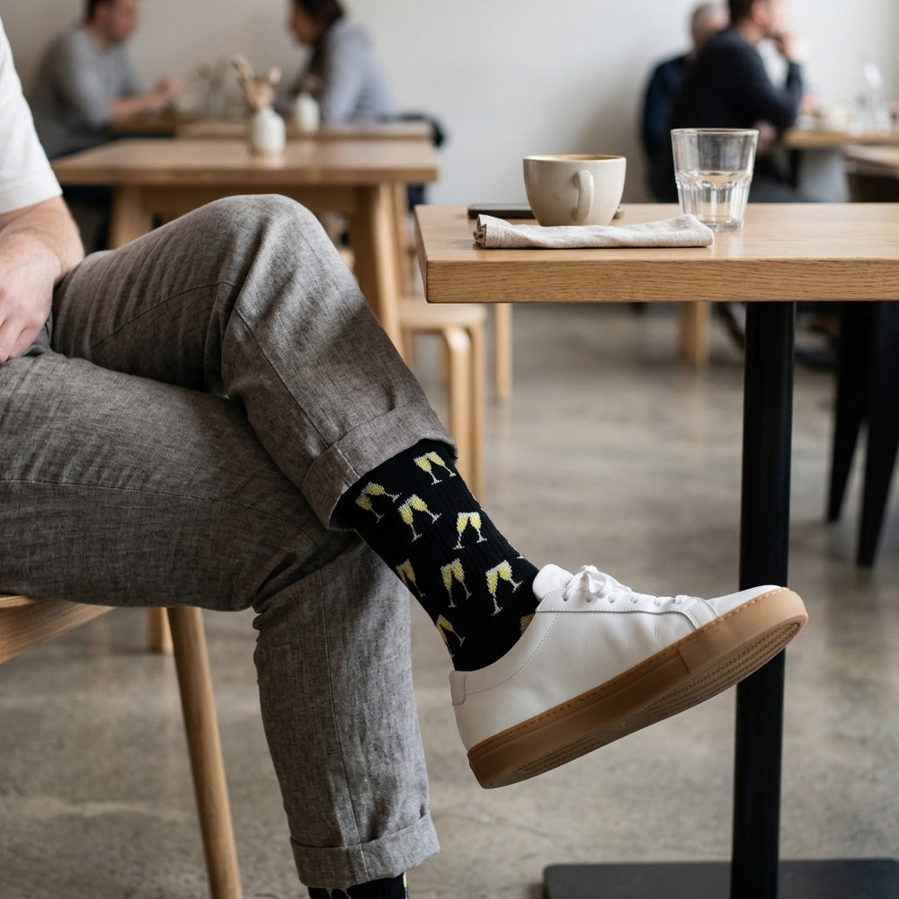 240 Pairs Men's Novelty Crew Socks Package Deal | Mixed Graphic Designs & Fun Patterns Free Shipping