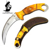 BC 867-YBN 10" Yellow Bone Handle Karambit Knife with Leather Sheath