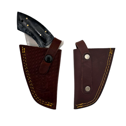 BC 868-BKBN 6" Bone Collector Black Gun-Handle Folding Knife with Leather Sheath