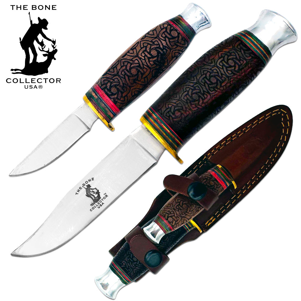 BC 815-RW 8.5" & 4.5" Bone Collector Rosewood Two Piece Hunting Knife Set with Leather Sheath
