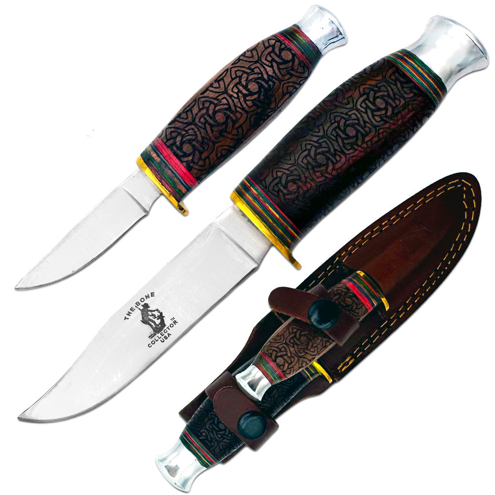 BC 815-RW 8.5" & 4.5" Bone Collector Rosewood Two Piece Hunting Knife Set with Leather Sheath