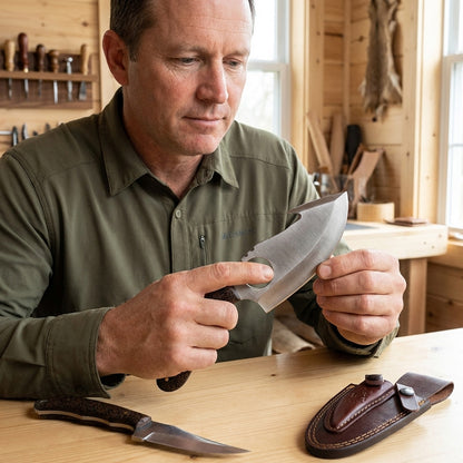 BC 859-RW 2PCS Hunting Knife Set 7" Bone Collector Rosewood Handle Knives with Leather Sheath