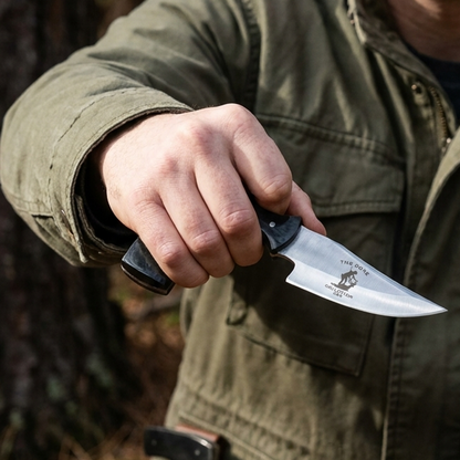 BC 872-BKBN 5" Bone Collector Black Bone Short Blade Skinning Knife with Leather Sheath