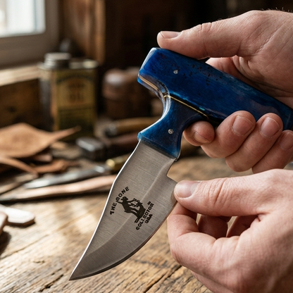 BC 872-BLBN 5" Bone Collector Blue Bone Short Blade Skinning Knife with Leather Sheath