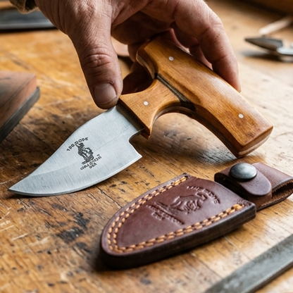 BC 872-YBN 5" Bone Collector Yellow Bone Short Blade Skinning Knife with Leather Sheath
