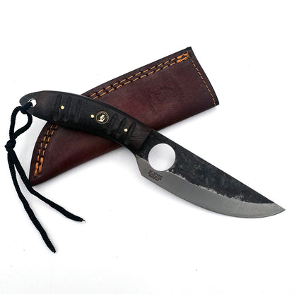 BC 899-RW 9.5" Bone Collector Forge Scale Full Tang Hunting Knife with Leather Sheath