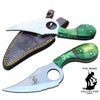 BC 793-GNBN 7" Bone Collector Green Bone Handle Skinning Knife with Leather Sheath
