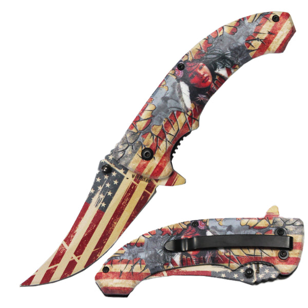 BF 1531-A 4.75" Patriotic Trailing Point Blade Assist-Open Folding Knife