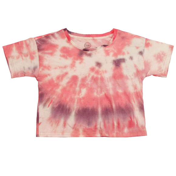 Big Girls or Little Girls Pink Tie Dye Wonder Nation Short Sleeve Regular Tee T-Shirt