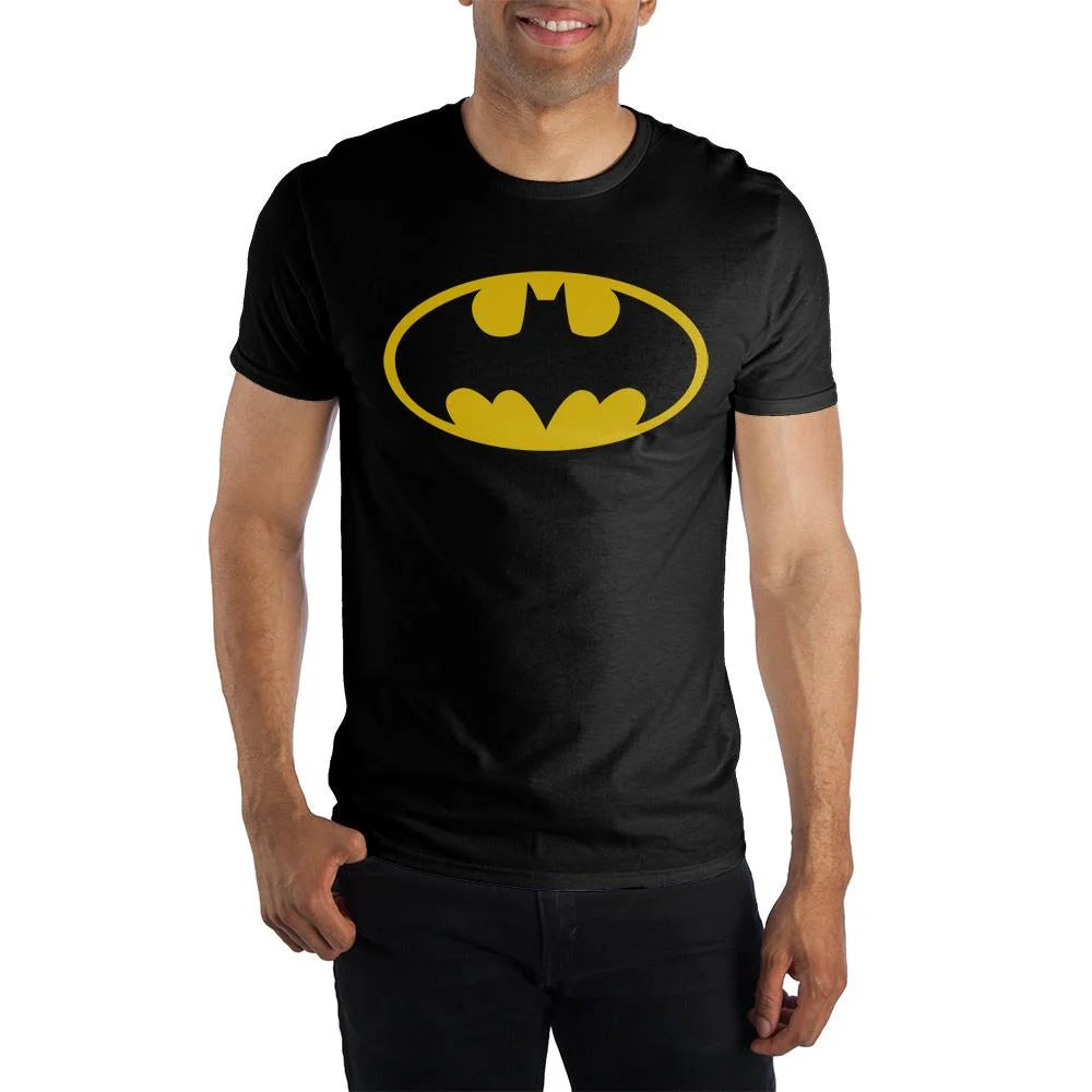 Men's Batman Classic Yellow Bat Logo Graphic Tee T-Shirt