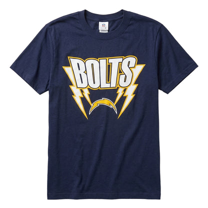 Men's navy Los Angeles Chargers Bolts T-shirt by Starter featuring team logo and design on front.