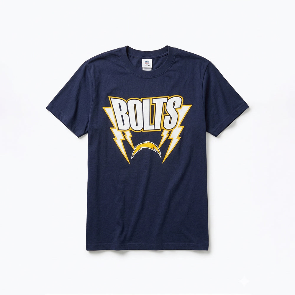 Men's navy Los Angeles Chargers Bolts T-shirt by Starter, featuring team logo and design on front, casual athletic style.