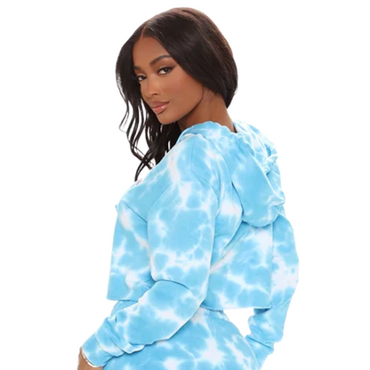 Women's Bratz Tie Dye Blue Cropped Hoodie