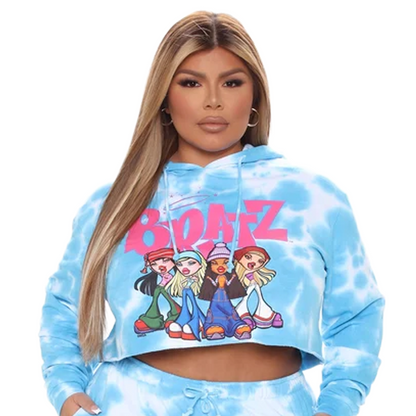 Women's Bratz Tie Dye Blue Cropped Hoodie