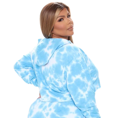 Women's Bratz Tie Dye Blue Cropped Hoodie
