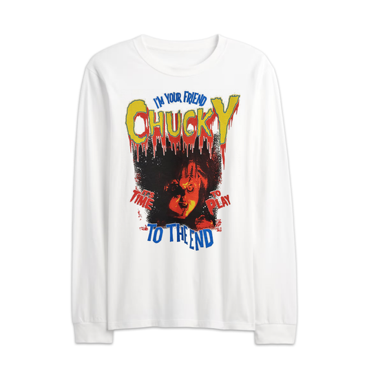 Men's Chucky I'm Your Friend Graphic Long Sleeve Shirt Tee