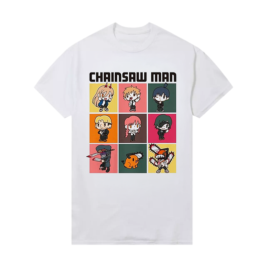 Women Junior's Chainsaw Man Chibi Character Art Graphic Tee T-Shirt
