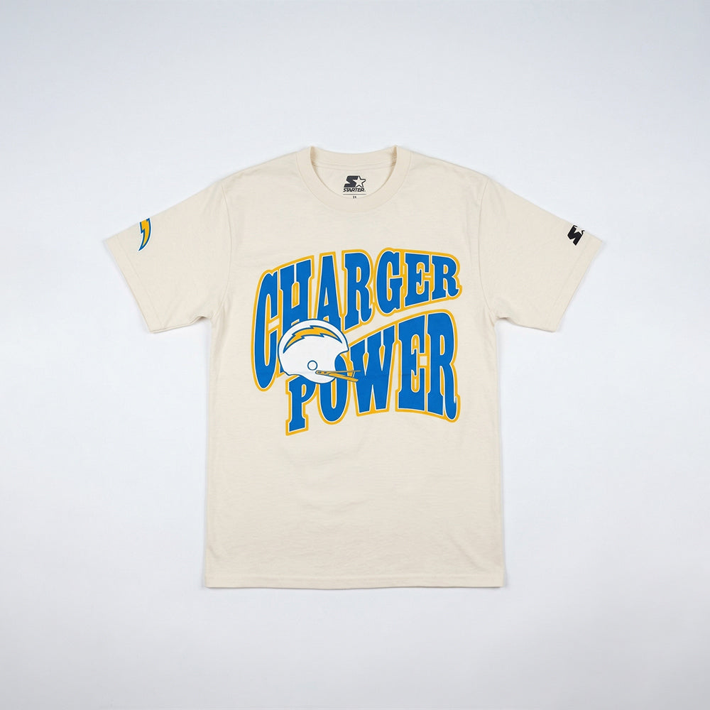 Men's Los Angeles Chargers Starter Charger Power retro T-shirt featuring Chargers logo and vibrant team colors.