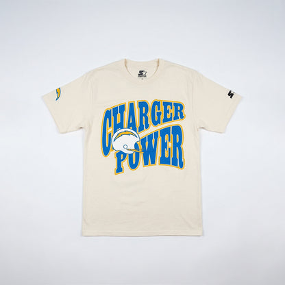 Men's Los Angeles Chargers Starter Charger Power retro T-shirt featuring Chargers logo and vibrant team colors.