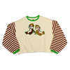 Women's Yellow Striped Chip and Dale Crop Pullover Sweatshirt