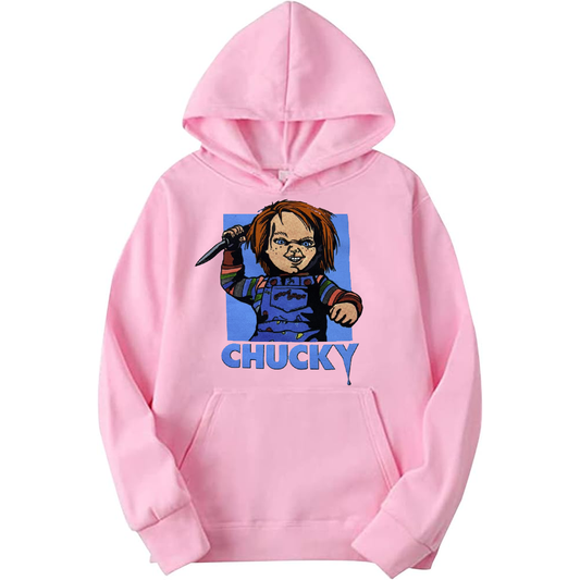 Men's Chucky Knife Graphic Adult Pull-Over Hoodie Pink