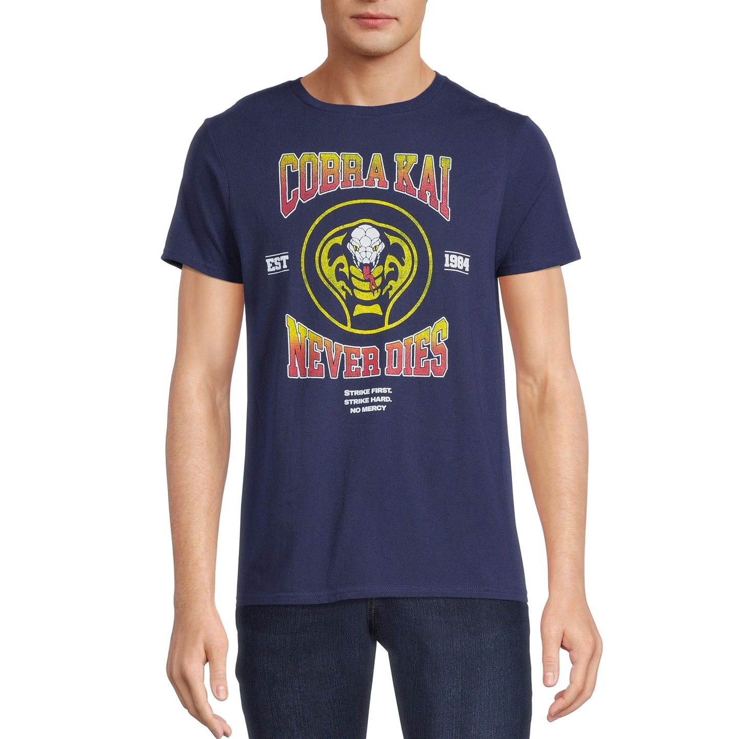 Men's Cobra Kai Never Dies Graphic Print Tee T-Shirt