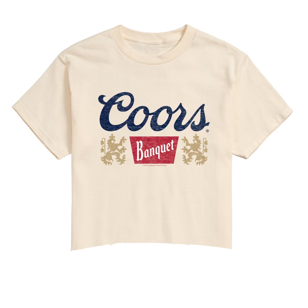 Women Junior's Coors Banquet Graphic Crop Top Tee
