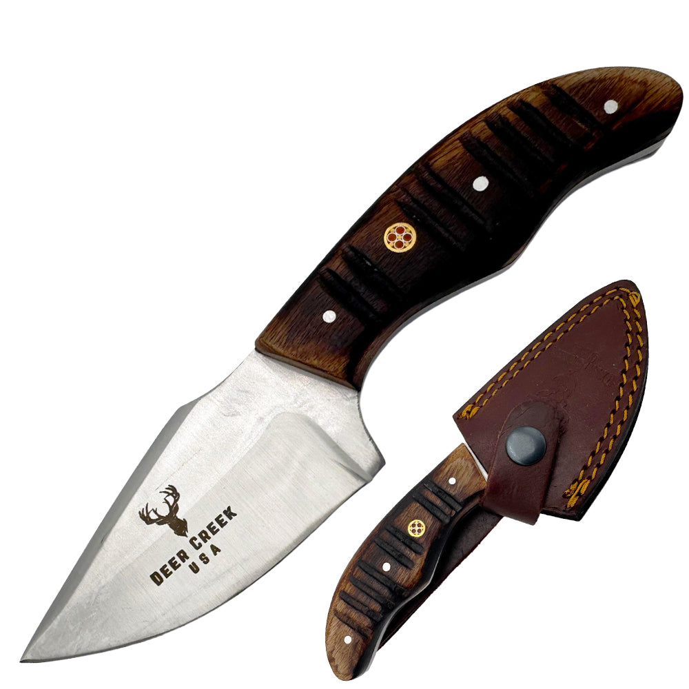 DC 003 7" Deer Creek Pakkawood  Short Skinner Hunting Knife with Leather Sheath - Rex Distributor, Inc. Wholesale Licensed Products and T-shirts, Sporting goods,