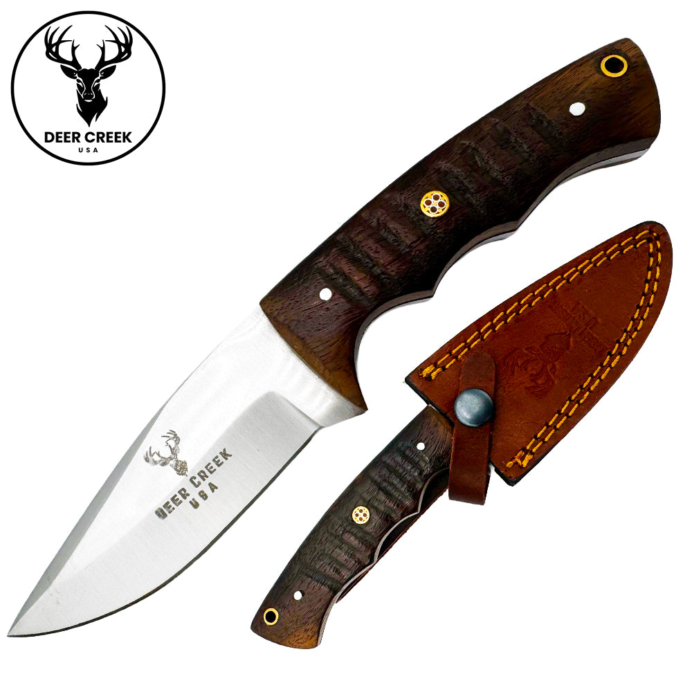 DC 009 8" Deer Creek Brown Pakkawood Handle Hunting Knife with Leather Sheath - Rex Distributor, Inc. Wholesale Licensed Products and T-shirts, Sporting goods,