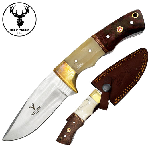 DC 011 8" Deer Creek Bovine Bone & Rosewood Handle Hunting Knife with Leather Sheath - Rex Distributor, Inc. Wholesale Licensed Products and T-shirts, Sporting goods,