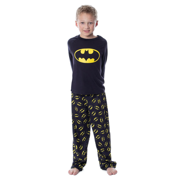Boys' DC Comics Batman Bat-Symbol Tossed Print Raglan Sleep Pajama Set