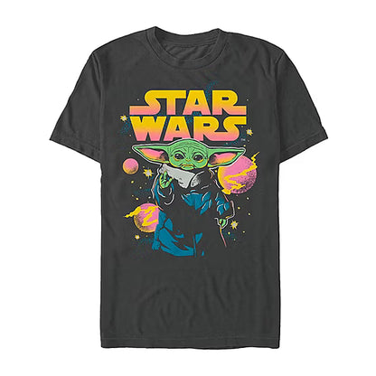 Men's Grogu Planets Star Wars Graphic T-Shirt Tee