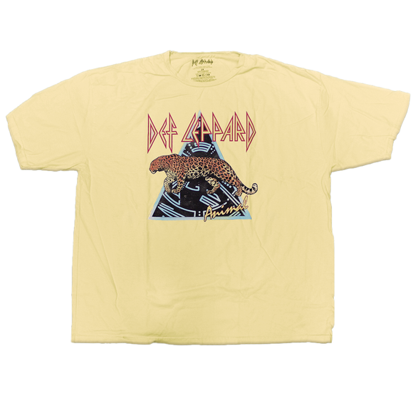 Men's Yellow Def Leppard Animal Graphic Tee T-Shirt