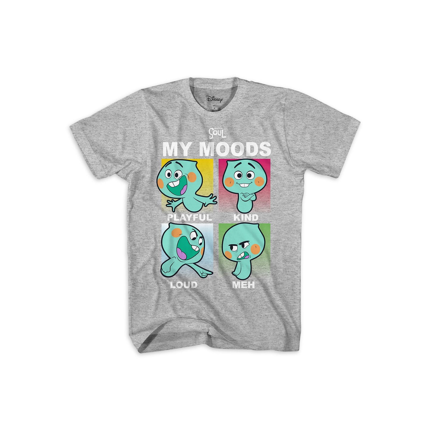 Boys Disney Soul My Moods Short Sleeve Tee T-Shirt Grey